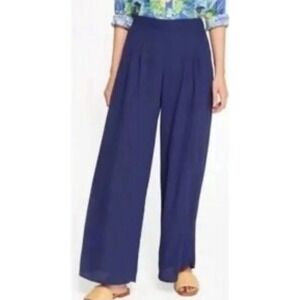 J. McLaughlin Candela Wide Leg Pants Navy Blue 6 Pleated Palazzo